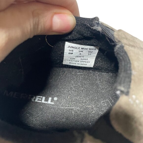 Merrell Jungle Moc Kids Slip-On Shoes 6M Beige Suede Leather Upper - Picture 4 of 5